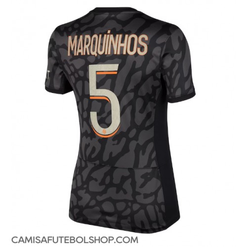 Camisa de time de futebol Paris Saint-Germain Marquinhos #5 Replicas 3º Equipamento Feminina 2023-24 Manga Curta